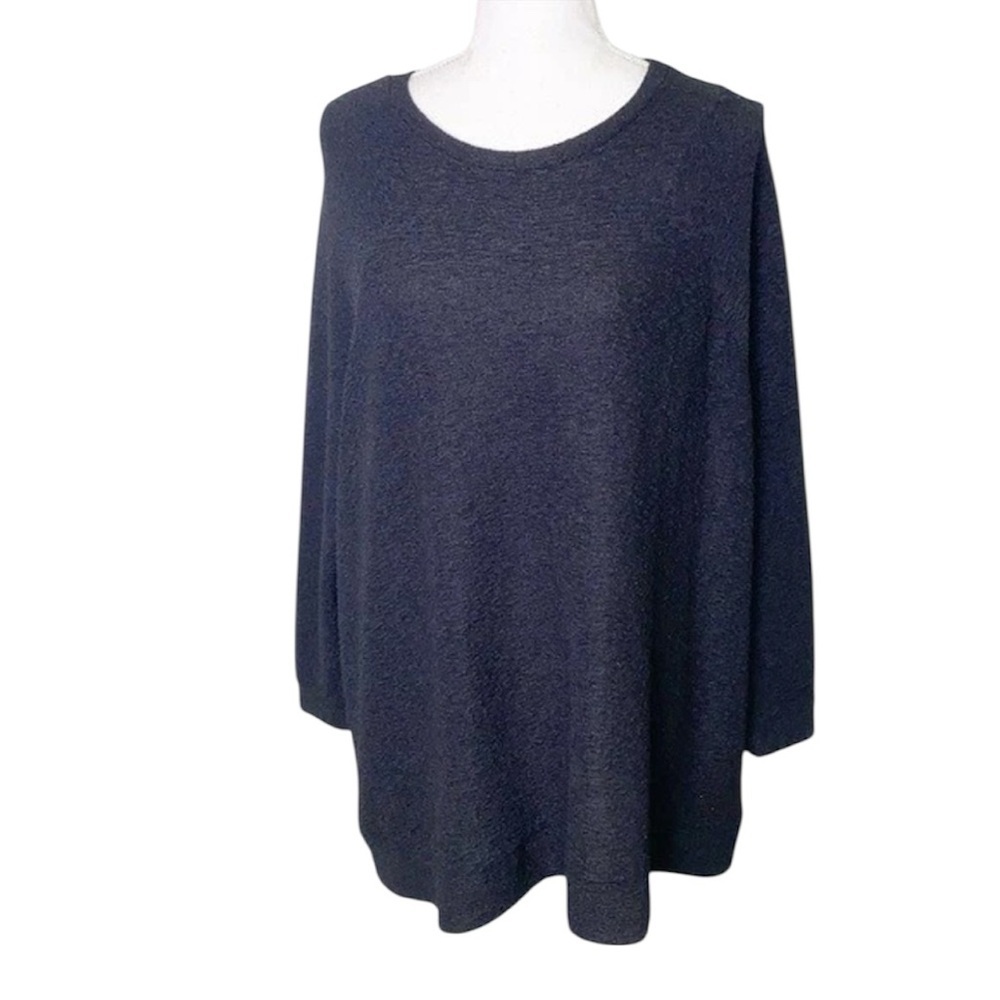 🆕 BB DAKOTA Black Textured Glitter Sparkle Shimmer Tunic Black Top Size 1X